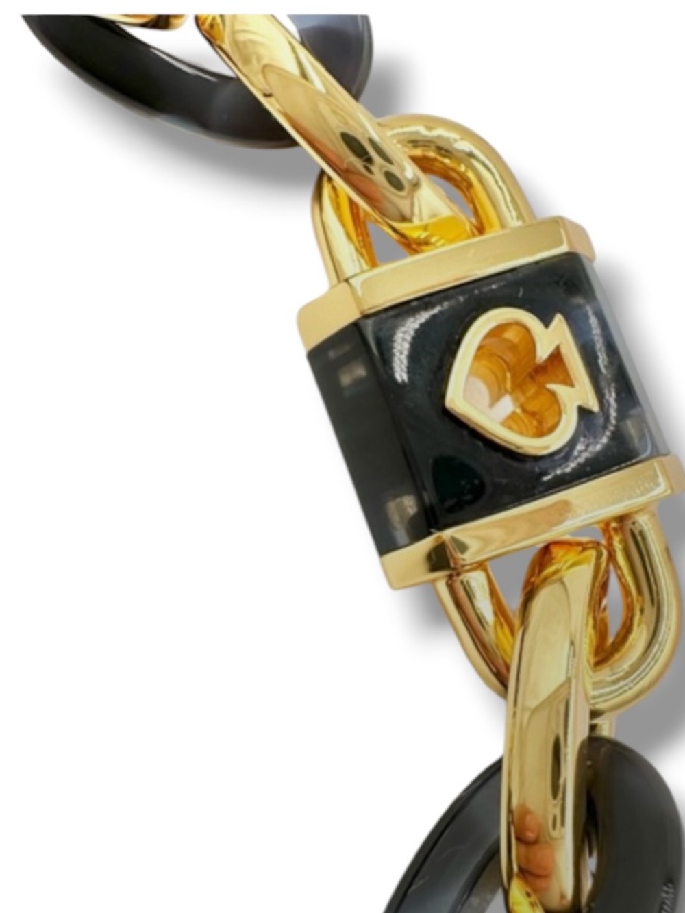 Lock and Spade Link Bracelet by Kate Spade New York NWT $128 Black Navy Gold - Picture 6 of 9